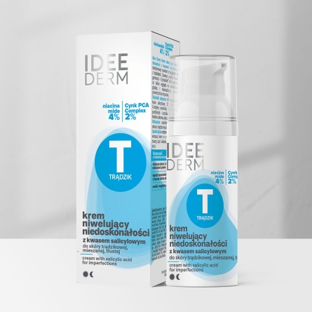 Krem niwelujący niedoskonałości z kwasem salicylowym do skóry trądzikowej, mieszanej, tłustej